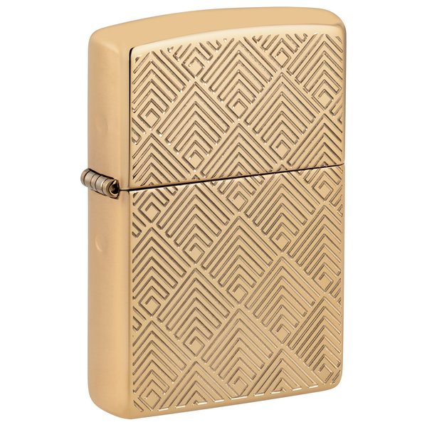 Zippo Pattern Design Armor High Polish Brass Pocket Lighter 48570